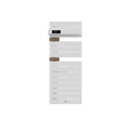Sèche-serviettes connecté Allure 4 Thermor - Étroit - Mât à gauche - 500W - Blanc mat/Entretoises chêne clair