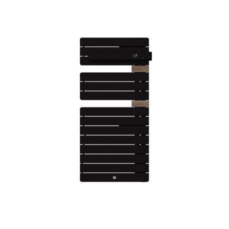 Sèche-serviettes connecté Allure 4 Thermor - Mât à droite - 500W - Noir carbone/Entretoises chêne clair