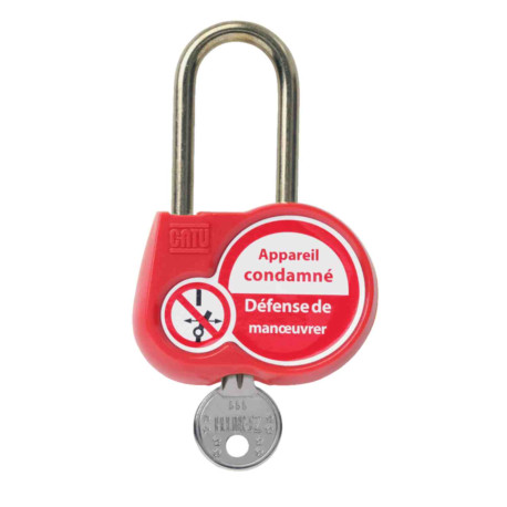 Cadenas de condamnation avec anse CATU - H.50mm - Ø6mm - Rouge