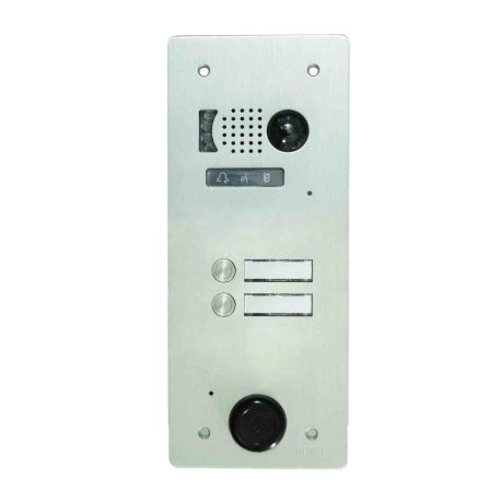 Platine de rue vidéo 1 rangée 2 boutons Urmet - Système 2 voice - Aluminium