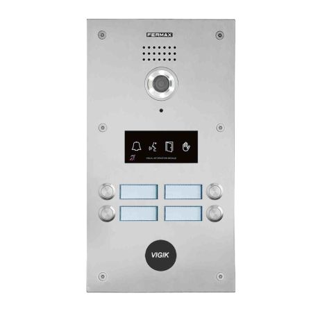Platine de rue vidéo 204 Marine Dial DUOX PLUS Fermax - 4 boutons - Agrément PMR - Inox