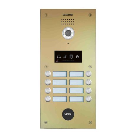 Platine de rue vidéo 208C Marine Dial DUOX PLUS Fermax - 8 boutons - Agrément PMR - Champagne