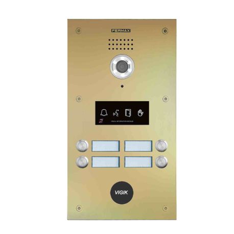 Platine de rue vidéo 204C Marine Dial DUOX PLUS Fermax - 4 boutons - Agrément PMR - Champagne