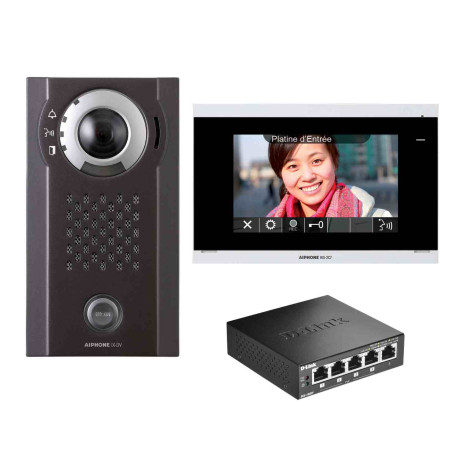 Pack vidéo IP programmé réception sur moniteur PIXSV Aiphone - Avec boucle magnétique - IP65 - IK08