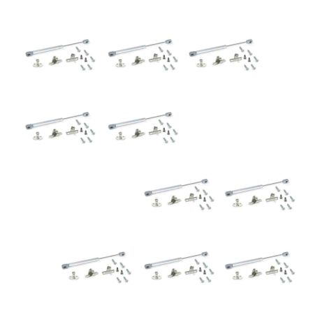 Lot de 10 pistons H pour portes relevables Emuca - Force 11 kg - Course 100mm - Gris métallisé