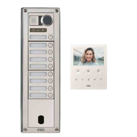 Kit vidéo préprogrammé Sinthesi Steel Urmet - 2Voice - 9 boutons - 4 modules - Inox