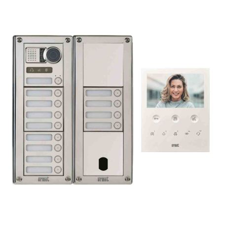 Kit vidéo préprogrammé Sinthesi Steel Urmet - 2Voice - 10 boutons - 6 modules - Inox
