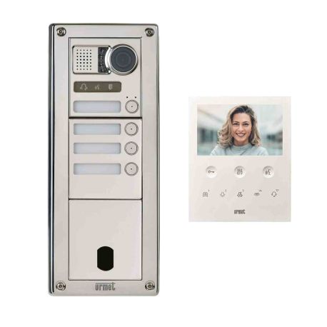 Kit vidéo préprogrammé Sinthesi Steel Urmet - 2Voice - 4 boutons - 3 modules - Inox