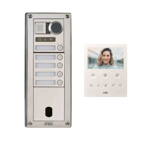 Kit vidéo préprogrammé Sinthesi Steel Urmet - 2Voice - 5 boutons - 3 modules - Inox
