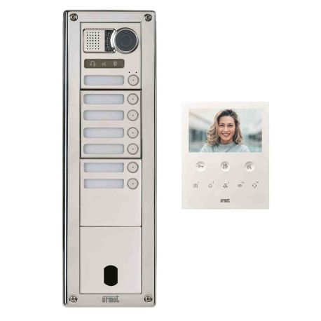 Kit vidéo préprogrammé Sinthesi Steel Urmet - 2Voice - 7 boutons - 4 modules - Inox