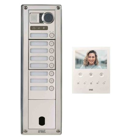 Kit vidéo préprogrammé Sinthesi Steel Urmet - 2Voice - 8 boutons - 4 modules - Inox