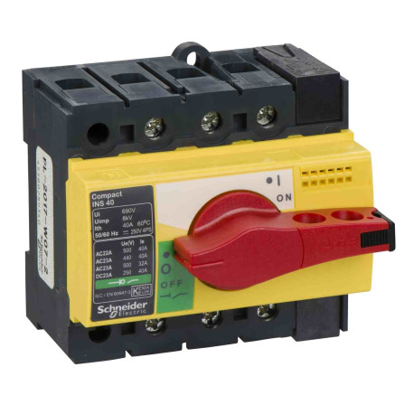 Interrupteur sectionneur ComPact INS Schneider - 3P - 40A - Poignée rouge