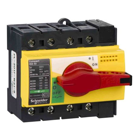 Interrupteur sectionneur ComPact INS Schneider - 4P - 40A - Poignée rouge