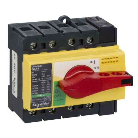 Interrupteur sectionneur ComPact INS Schneider - 4P - 63A - Poignée rouge