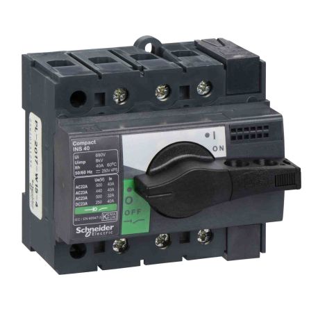 Interrupteur sectionneur ComPact INS Schneider - 3P - 40A - Poignée noire