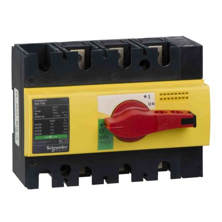 Interrupteur sectionneur ComPact INS Schneider - 3P - 100A - Poignée rouge