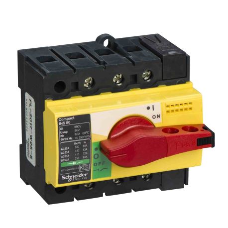 Interrupteur sectionneur ComPact INS Schneider - 3P - 80A - Poignée rouge