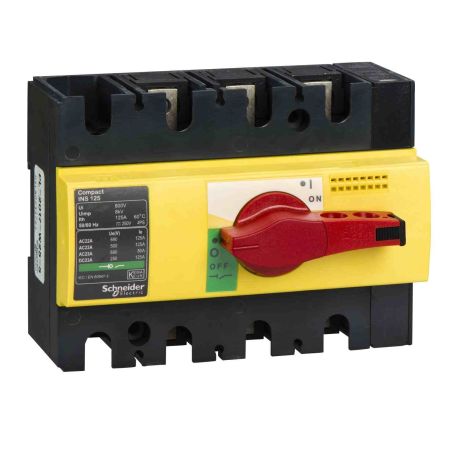 Interrupteur sectionneur ComPact INS Schneider - 3P - 125A - Poignée rouge