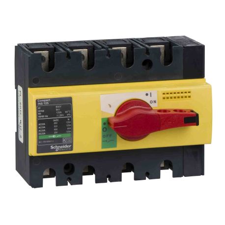 Interrupteur sectionneur ComPact INS Schneider - 4P - 125A - Poignée rouge