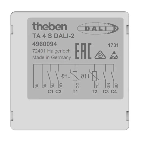 Interface bouton-poussoir DALI-2 Theben - Encastré - 4 voies - IP20