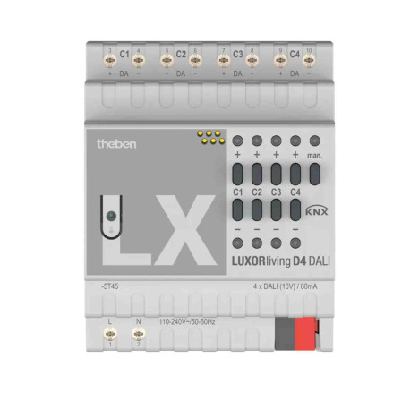 Actionneur LUXORliving D4 Theben - KNX-DALI2 - 4 canaux - 110/240V - IP20