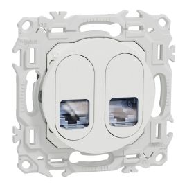 Prise double RJ45 Odace Schneider Electric - Cat.6 - STP - Blanc