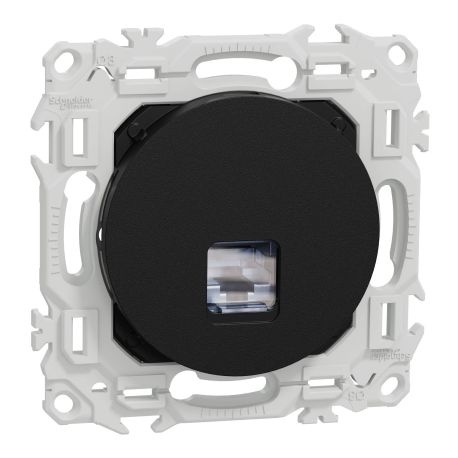 Prise RJ45 Odace Schneider Electric - Cat.6A - STP - Noir