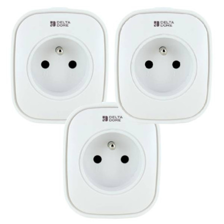 Lot de 3 prises connectées Easy Plug E16EM Delta Dore - 16A - Type E (FR) - Zigbee - Blanc