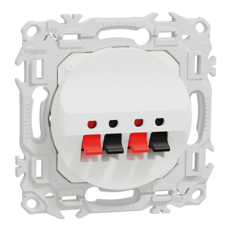 Prise haut-parleurs double Odace Schneider Electric - 2 sorties - Blanc