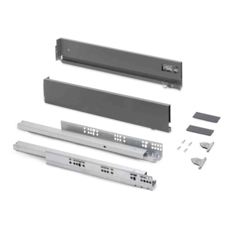 Kit pour tiroir extérieur Vertex Emuca - Réglage 3D - H.93mm - P.500mm - 60kg - Anthracite
