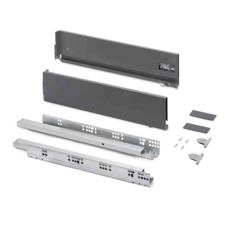 Kit pour tiroir extérieur Vertex Emuca - Réglage 3D - H.131mm - P.500mm - 60kg - Anthracite