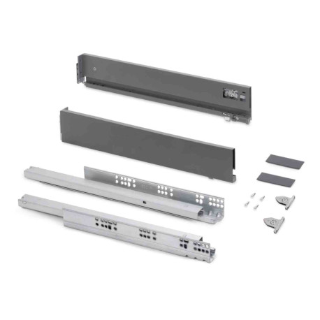 Kit pour tiroir extérieur Vertex Emuca - Réglage 3D - H.83mm - P.450mm - 40kg - Anthracite