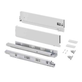 Kit pour tiroir extérieur Vertex Emuca - Réglage 3D - H.131mm - P.400mm - 40kg - Blanc