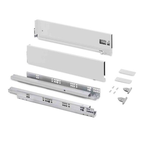 Kit pour tiroir extérieur Vertex Emuca - Réglage 3D - H.131mm - P.400mm - 40kg - Blanc