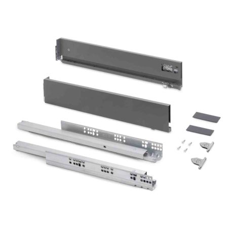 Kit pour tiroir extérieur Vertex Emuca - Réglage 3D - H.93mm - P.400mm - 40kg - Anthracite