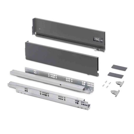 Kit pour tiroir extérieur Vertex Emuca - Réglage 3D - H.131mm - P.500mm - 40kg - Anthracite