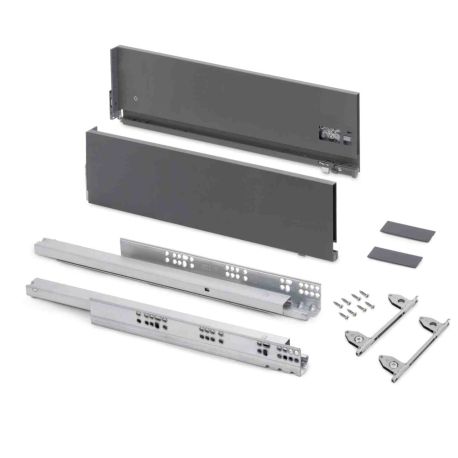 Kit pour tiroir extérieur Vertex Emuca - Réglage 3D - H.178mm - P.350mm - 40kg - Anthracite