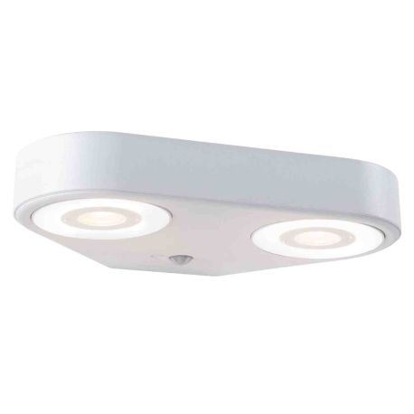 Applique LED extérieure Silma Paulmann - Avec détecteur - 2x5.5W - 3000K - IP44 - Blanc