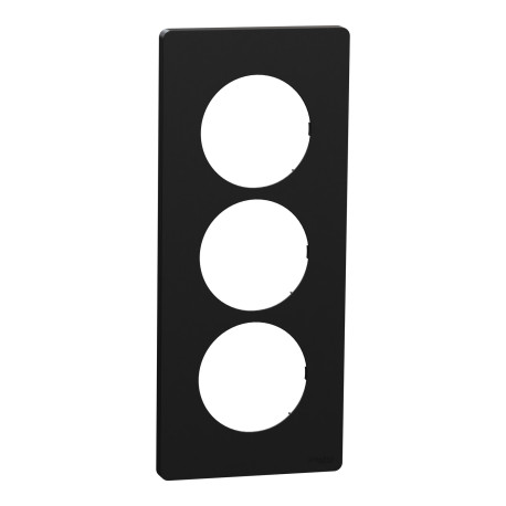 Plaque Odace Architecte Schneider Electric - 3 postes - Noir Onyx