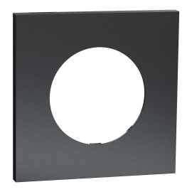 Plaque Odace Métal Schneider Electric - 1 poste - Effet Perle noire - Support Noir