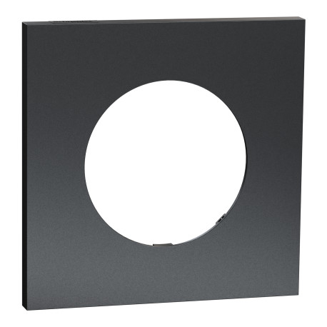 Plaque Odace Métal Schneider Electric - 1 poste - Effet Perle noire - Support Noir