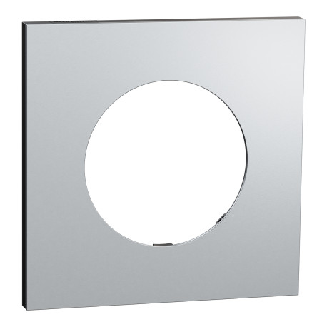 Plaque Odace Métal Schneider Electric - 1 poste - Effet Aluminium - Support Noir