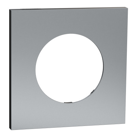 Plaque Odace Métal Schneider Electric - 1 poste - Effet Titane - Support Noir