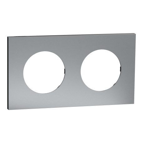 Plaque Odace Métal Schneider Electric - 2 postes - Effet Titane - Support Noir