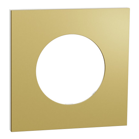Plaque Odace Métal Schneider Electric - 1 poste - Effet Laiton - Support Blanc