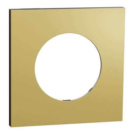 Plaque Odace Métal Schneider Electric - 1 poste - Effet Laiton - Support Noir