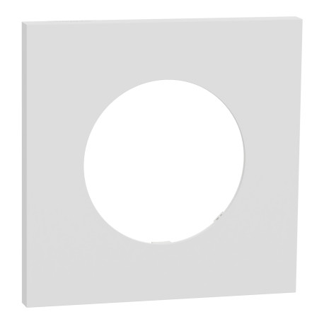 Plaque Odace Métal Schneider Electric - 1 poste - Effet Céramique blanc - Support Blanc
