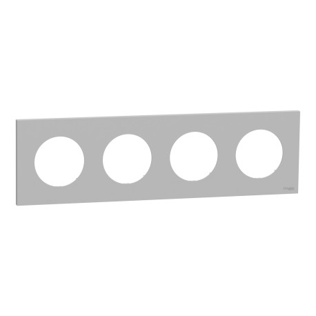 Plaque Odace Schneider Electric - 4 postes - Gris galet