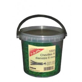 Cheville R6 verte sans collerette - Seau de 1000