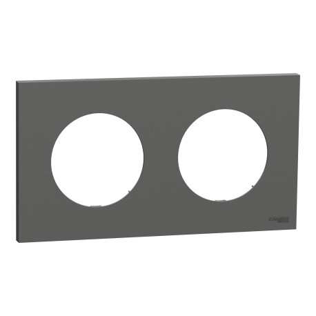 Plaque Odace Schneider Electric - 2 postes - Gris basalte